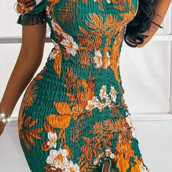 PRETTYGARDEN Women's Floral Off Shoulder Bodycon Dress - Picture 1 of 7